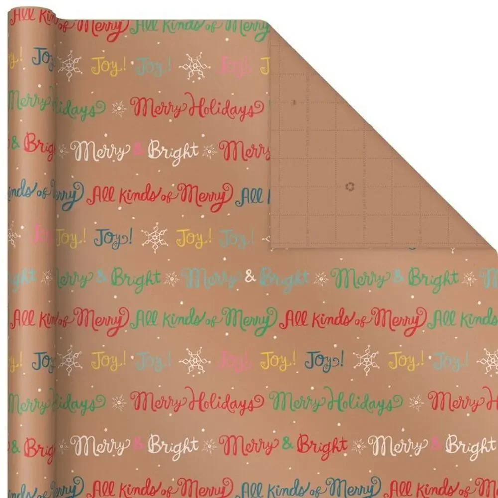 Bright and Bold Kraft 3-Pack Christmas Wrapping Paper, 90 sq. ft.